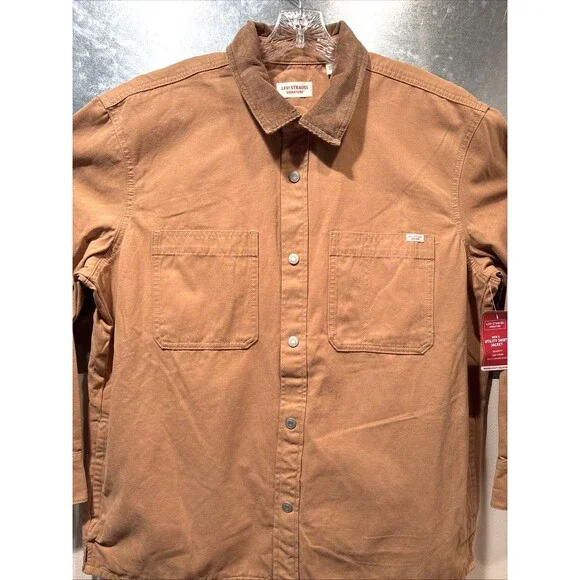 Levi Strauss Utility Shirt Jacket Canvas Snap Up Signature Collection Tan XL NWT - Picture 16 of 16